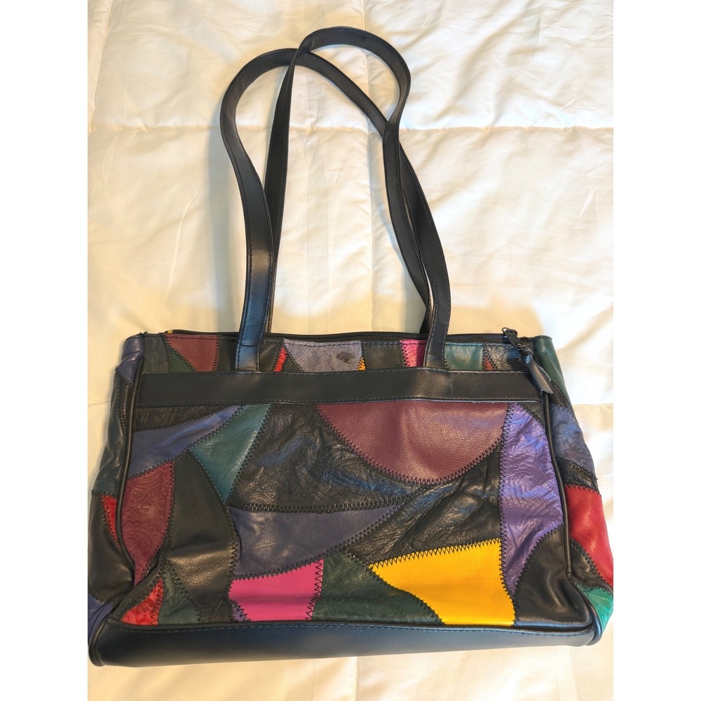 Unbranded Patchwork Tote Bag Womens Medium Multi Color Excellent Vintage Style - Picture 2 of 4